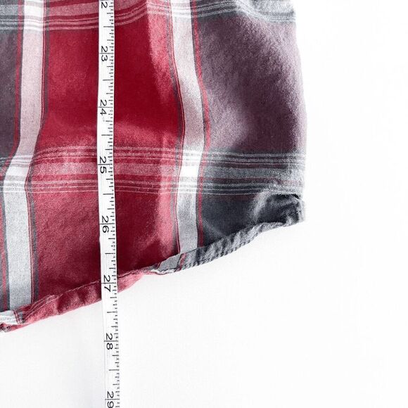 Billabong Mens Short Sleeves Button-Down Shirt Red Gray Plaid Size XL - Picture 6 of 6